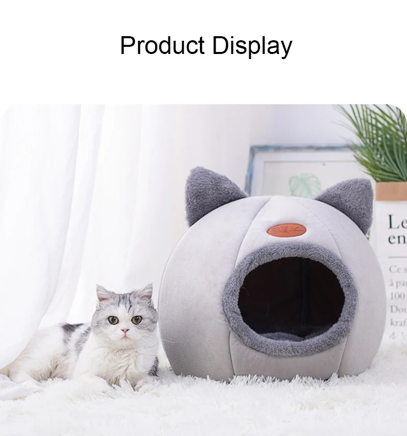 🐱 Cozy Igloo Cat & Small Dog Bed with Cute Ears – Soft, Warm & Secure Den 🛏️✨