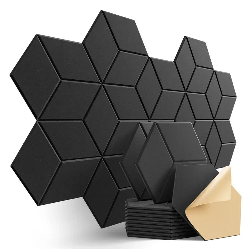 🎧 12-Pack Hexagonal Acoustic Panels – Premium Soundproof Foam Tiles