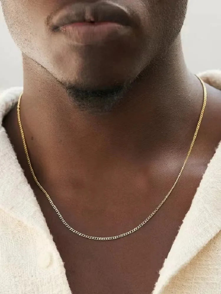 Men’s Sleek Steel Chain Necklace (Black / Silver / Gold) 🔗✨