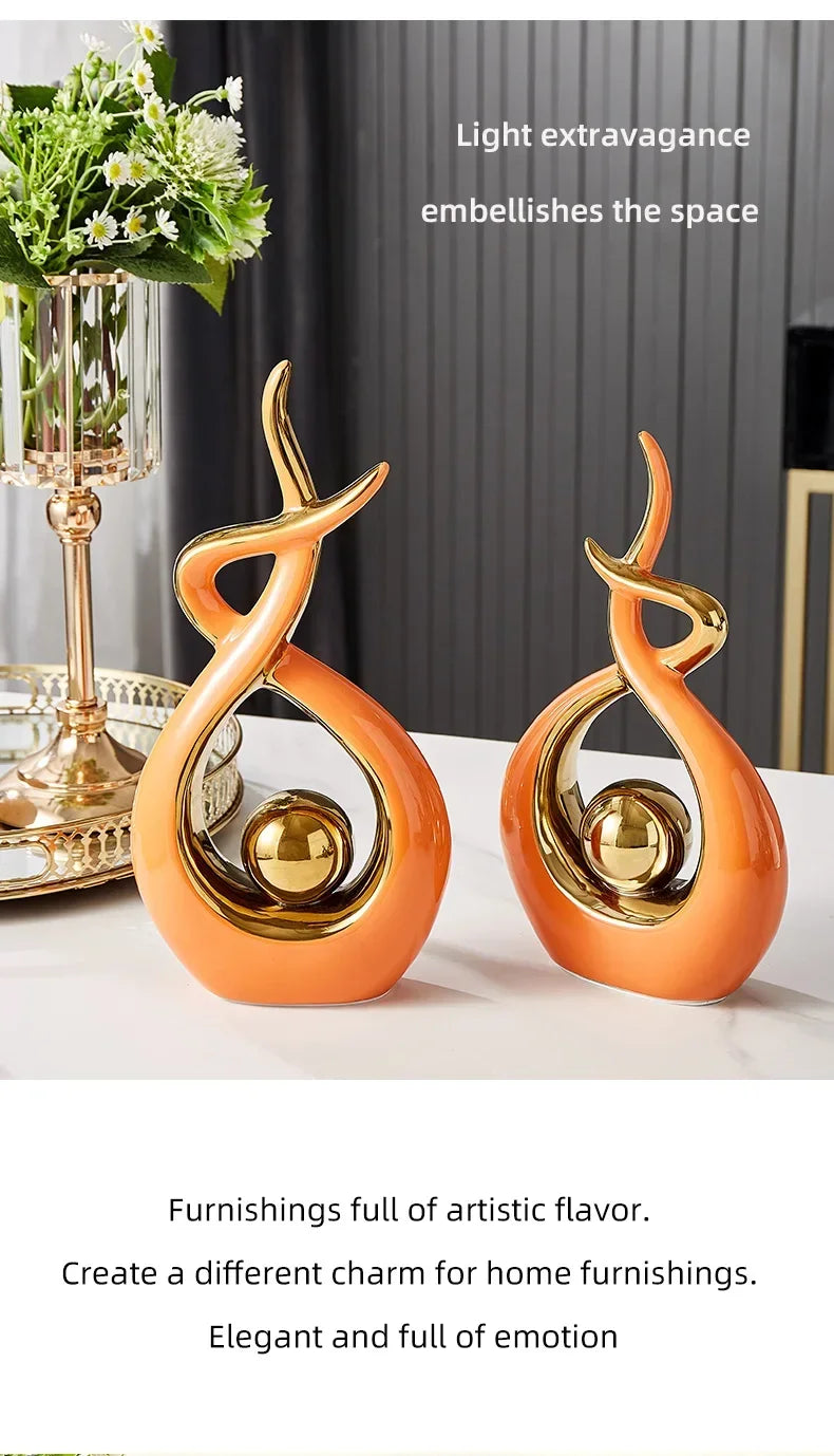 🌿 Nordic Ceramic Art Statue – Modern Home Décor Sculpture