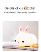 Rabbit Lamp RGB 16 Colours - Silicone Night Light Touch & Rechargeable 🌙✨
