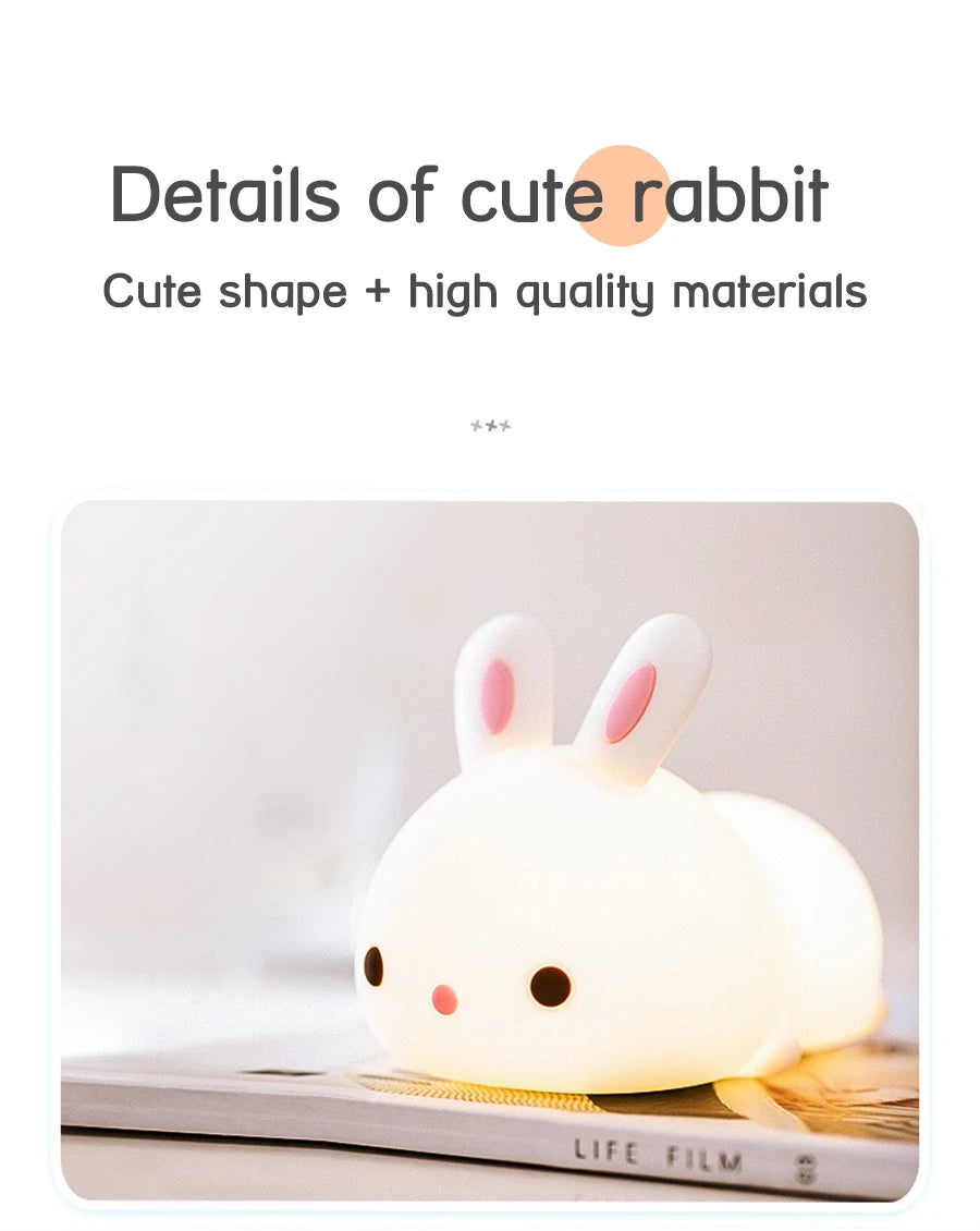 Rabbit Lamp RGB 16 Colours - Silicone Night Light Touch & Rechargeable 🌙✨