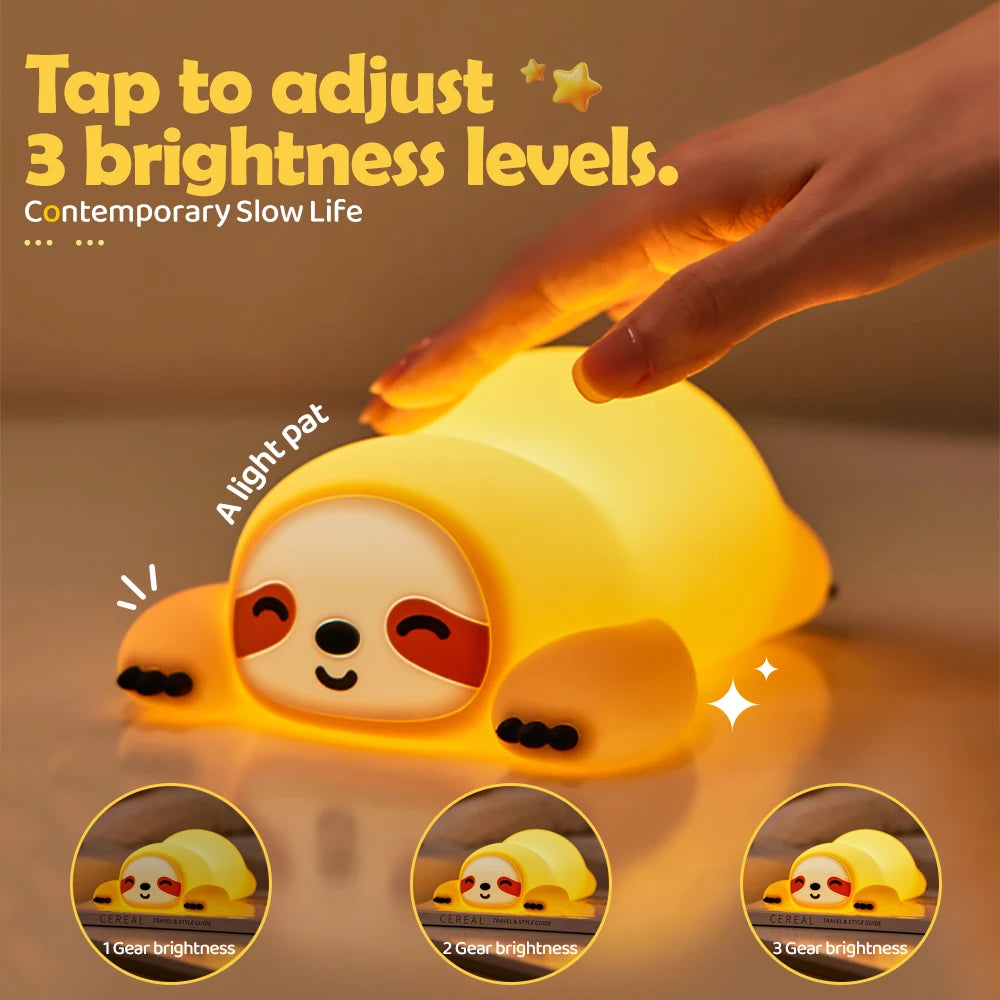 Cute Silicone Night Light – Ricaricabile & Touch | Fox 🦊, Rabbit 🐰, Penguin 🐧, Giraffe 🦒, Slot 🦥, Nylon 🌙, Flamingo 🦩