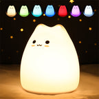 Cute Cat Baby Night Light 🐱✨ – 7 Colours, Touch, Soft Silicone • USB Rechargeable
