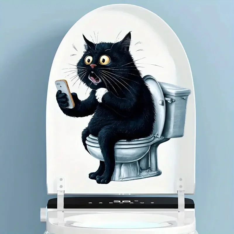 💩😹 Funny Cat Toilet Wall Sticker – Hilarious Bathroom Décor!