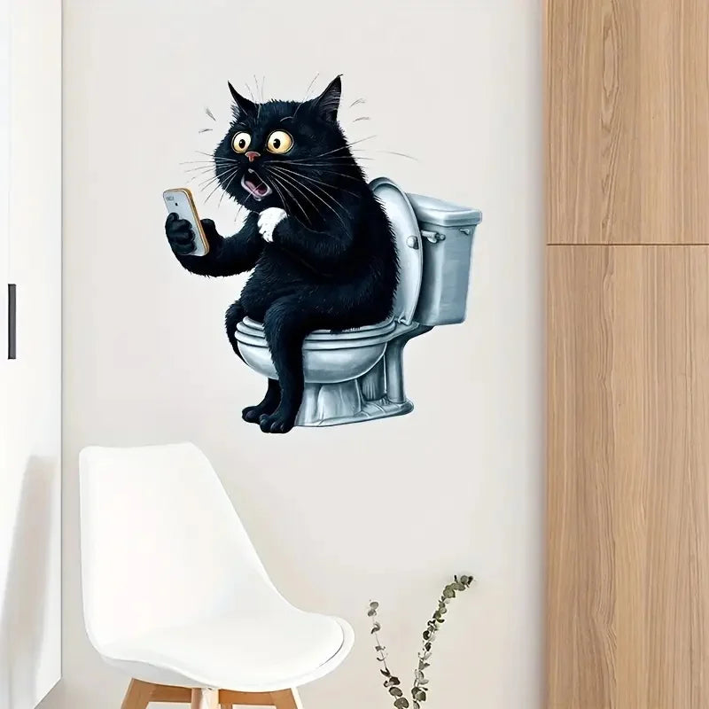 💩😹 Funny Cat Toilet Wall Sticker – Hilarious Bathroom Décor!