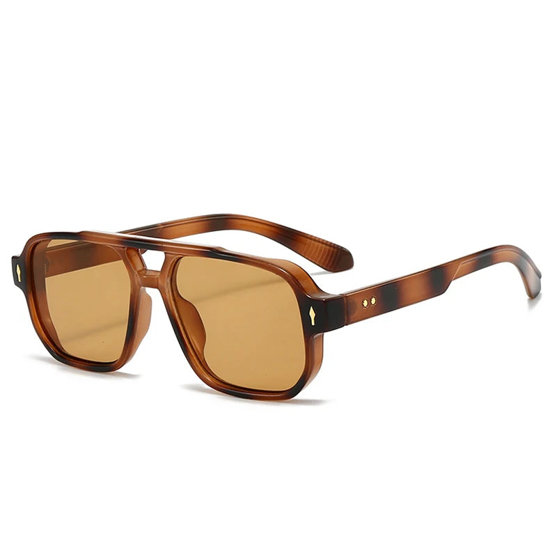 Vintage Square Double-Bridge Sunglasses 😎 | UV400 Unisex Fashion