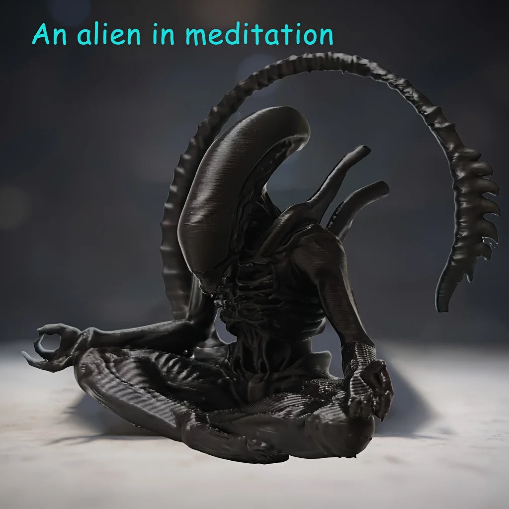 ✨ Alien Meditation Figurine – “Zen Xenomorph” Desk Statue 🛸🧘‍♂️
