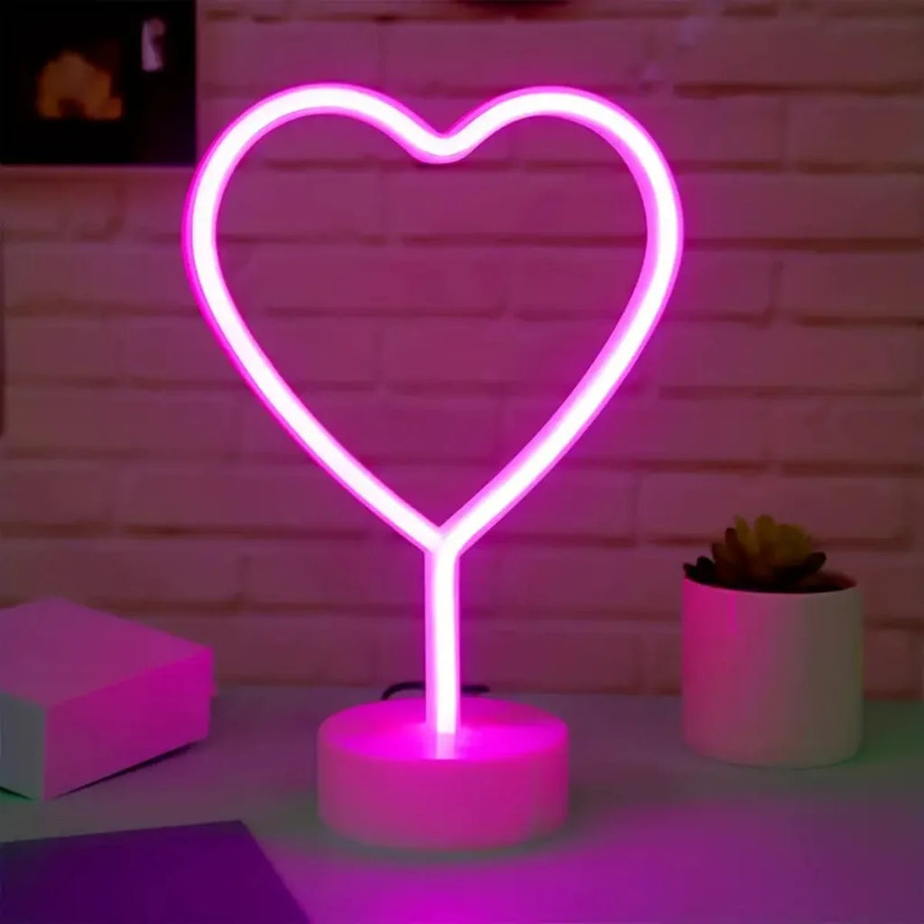 💗 Neon Heart LED –Neon Pink Lamp with Base✨