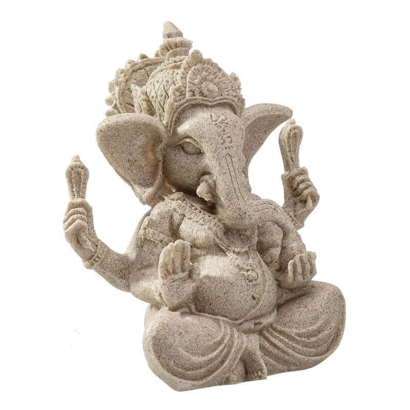 🌿 Sandstone Ganesha Elephant Statue – Handmade Spiritual Home Decor 🐘✨