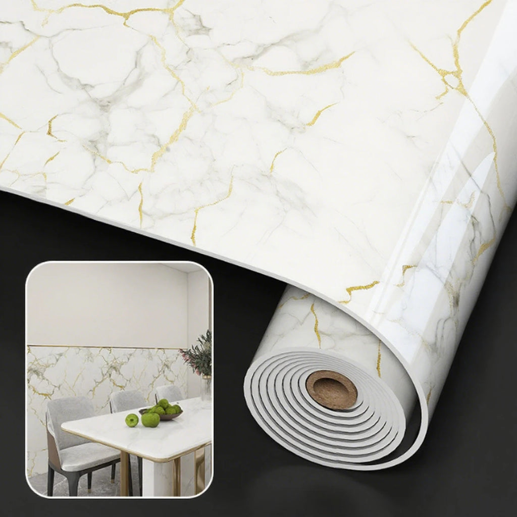 ✨ Marble-Effect Peel & Stick Wall Wallpaper – Thick Foam, Waterproof, 40cm Width | Luxury Home Decor ✨