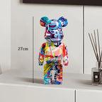 🧸✨ Graffiti Bear Resin Statue – 27cm Artistic Decor Figurine