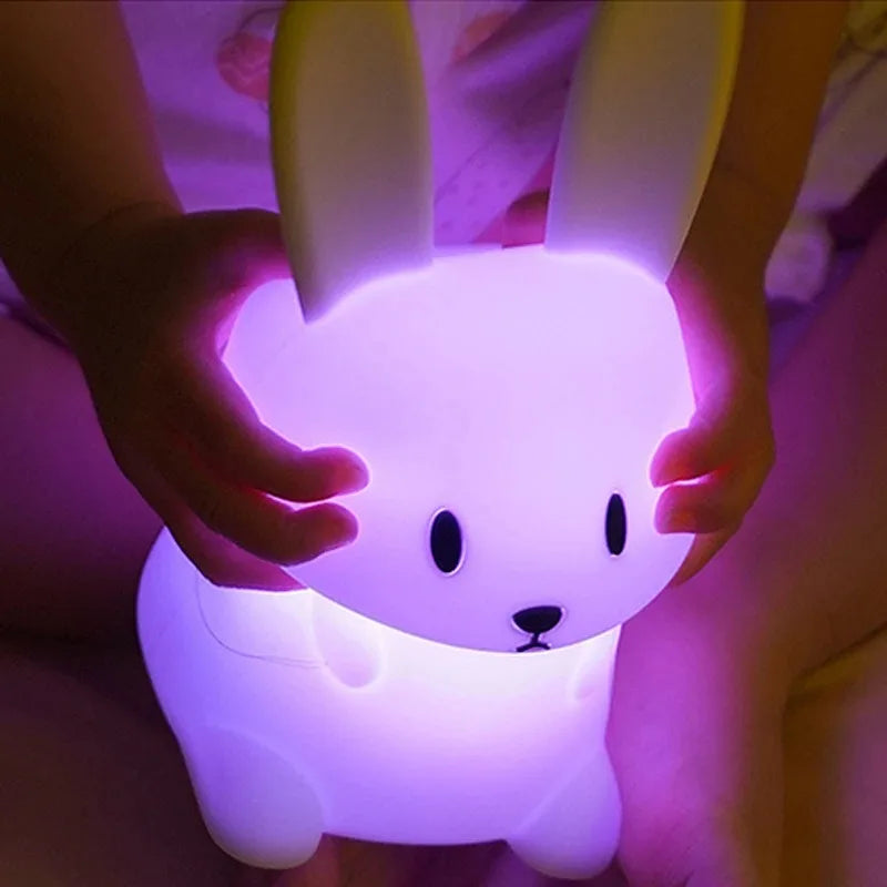 🐰 LED Night Light – Cute Silicone Rabbit Touch Lamp
