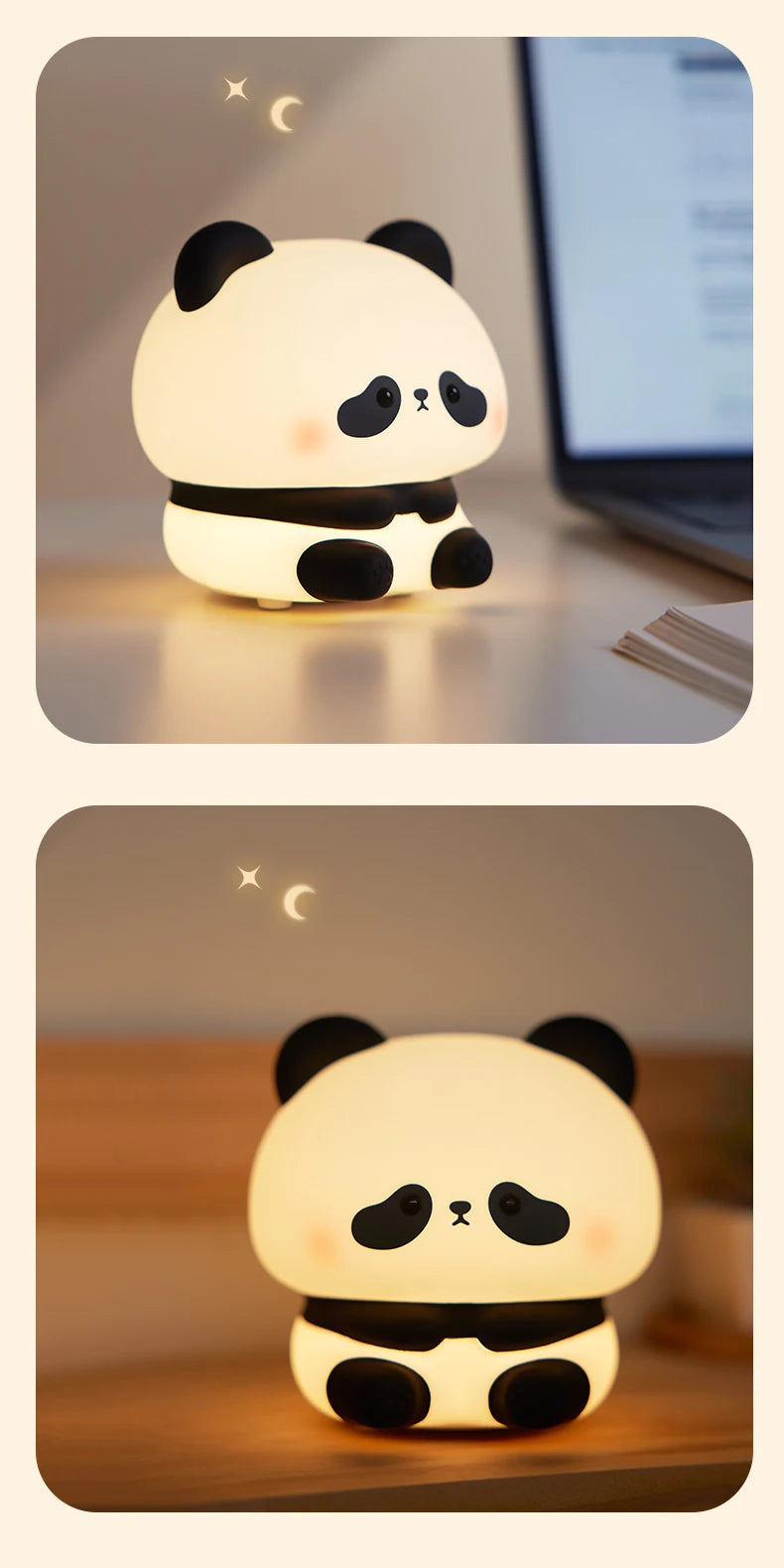 Panda LED Night Light –Soft Silicone Night Lamp, Touch & USB Rechargeable 🐼✨