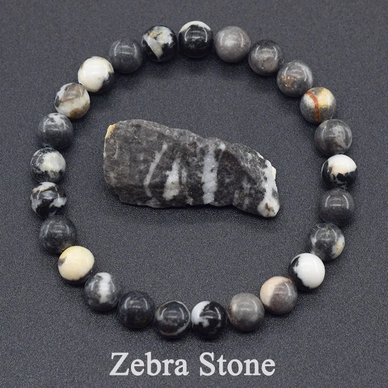 🌈 Natural Stone Energy Bracelet – 8mm Crystal Beads ✨