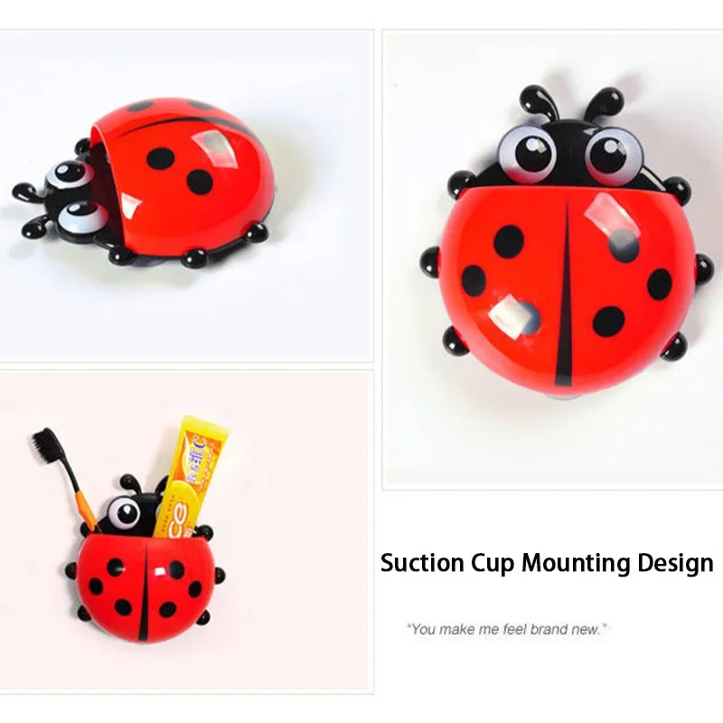 Ladybug Toothbrush Holder 🐞 | Bathroom Holder with Suction Cup - Coloured Organiser