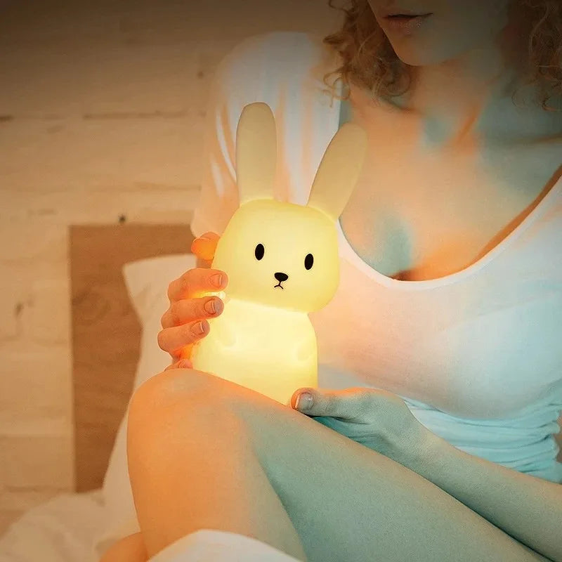 🐰 LED Night Light – Cute Silicone Rabbit Touch Lamp