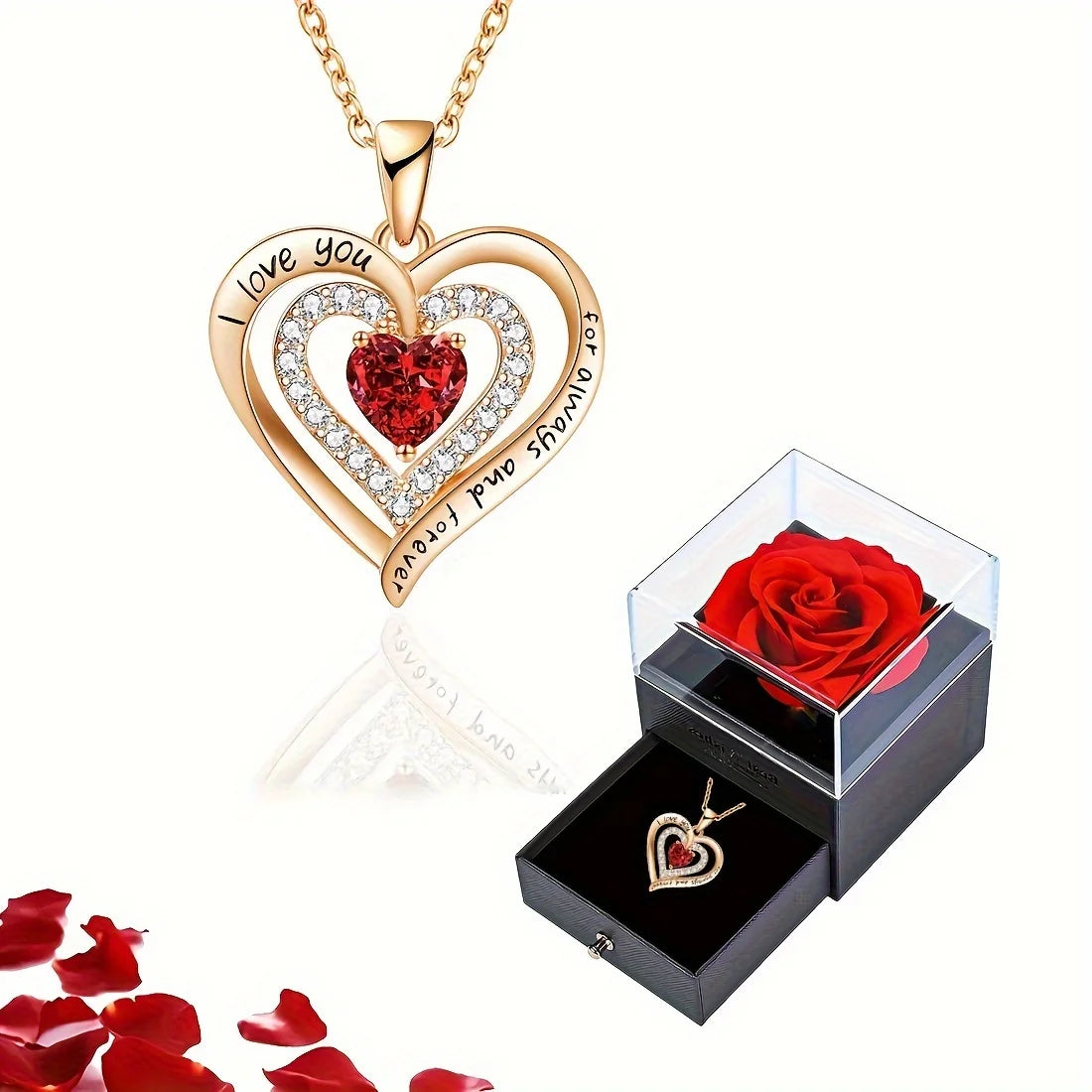 ✨ “Eternal Heart Rose Gift Necklace ❤️🌹”