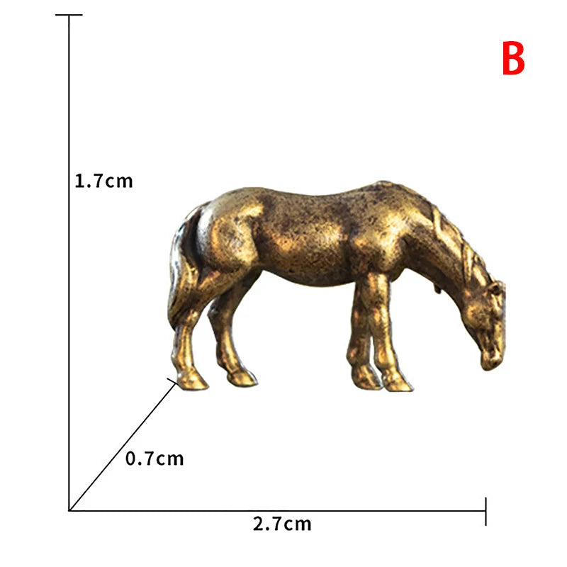 🐴 Mini Brass Horse Figurines – Vintage Zodiac Desktop Decor