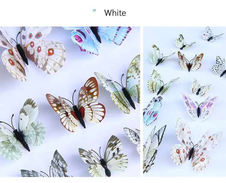 🌈 3D Butterfly Wall Stickers – Double-Layer Decorative Set (12pcs) 🦋✨