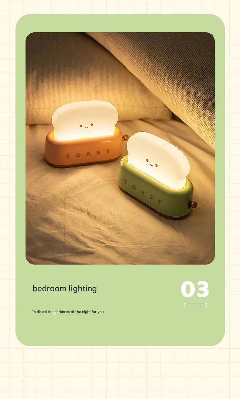 🧡 Toast Maker Night Light –Rechargeable Creative Night Lamp (Pink / Green)