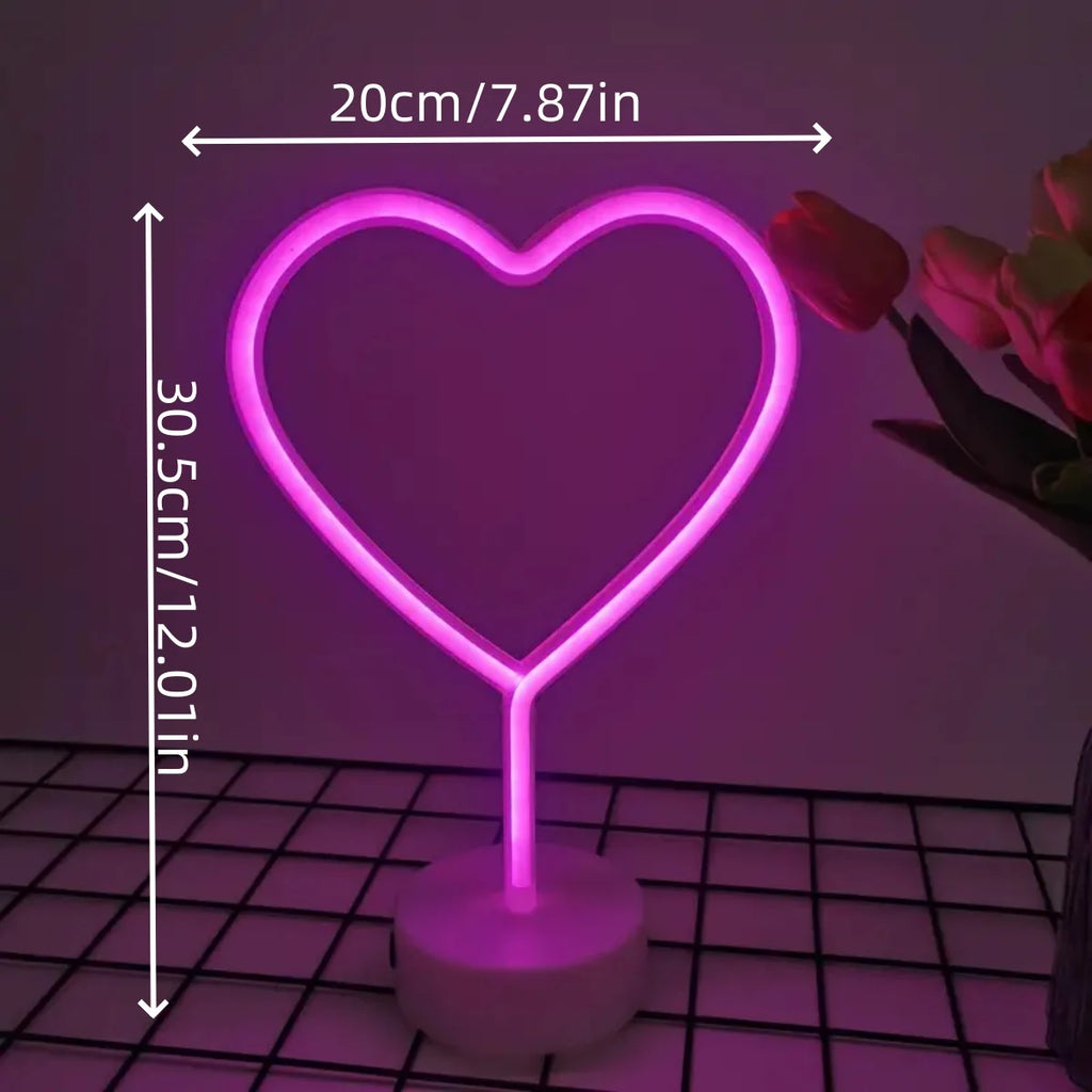 💗 Neon Heart LED –Neon Pink Lamp with Base✨