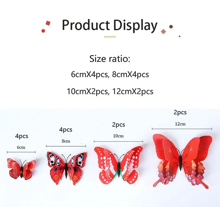 🌈 3D Butterfly Wall Stickers – Double-Layer Decorative Set (12pcs) 🦋✨