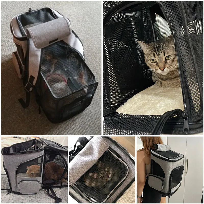 Portable Breathable Cat Backpack Carrier — Soft Fabric Pet Travel Bag 🎒🐾