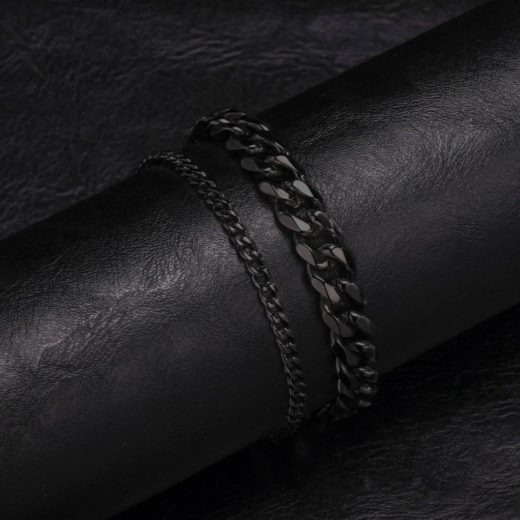 ✨ Premium Cuban Link Bracelet Set – Men’s Stainless Steel Chain (Gold/Silver/Black) ✨