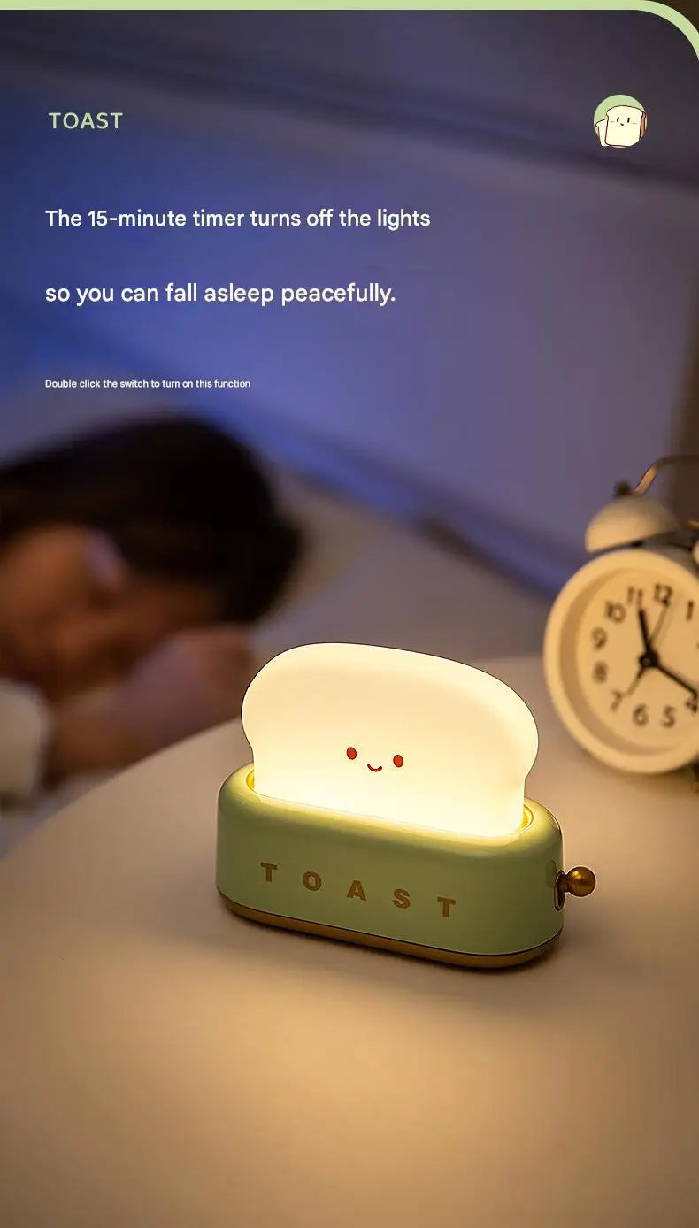 🧡 Toast Maker Night Light –Rechargeable Creative Night Lamp (Pink / Green)