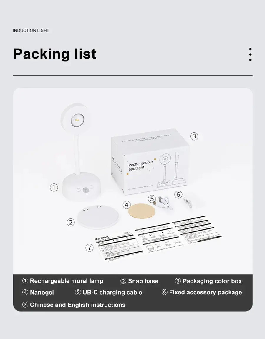 ✨ LED Lamp with Motion Sensor - Wireless USB Night Light