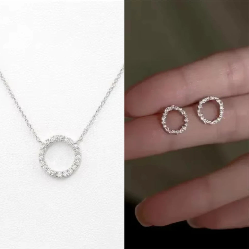 ✨ Crystal Circle Pendant Necklace – Elegant Minimalist Jewelry ✨