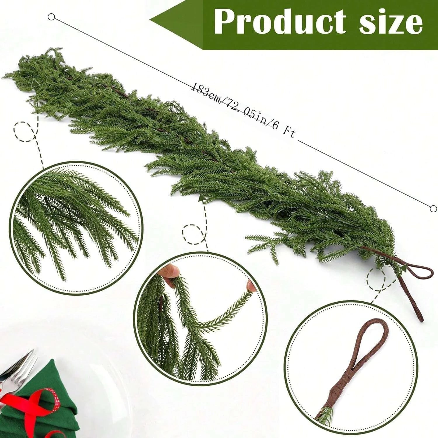 🎄✨ Artificial Pine Christmas Garland – Festive Holiday Door & Wall Décor