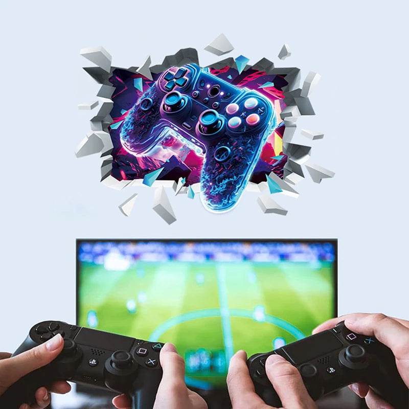 🔥 3D Gamer Wall Stickers – Broken Wall Effect 🎮✨
