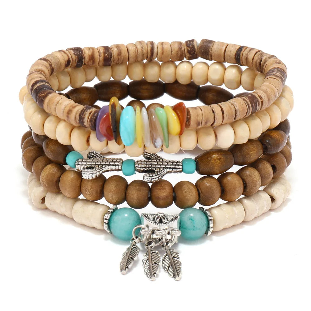 🌿 Boho Charm Bracelet – Multilayer Hippie Style Jewelry ✨