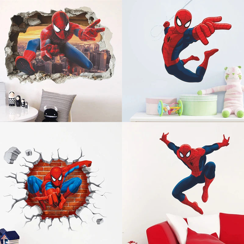 🕷️ 3D Spider-Man Wall Stickers – Room Decor for Superhero Fans 🦸‍♂️✨