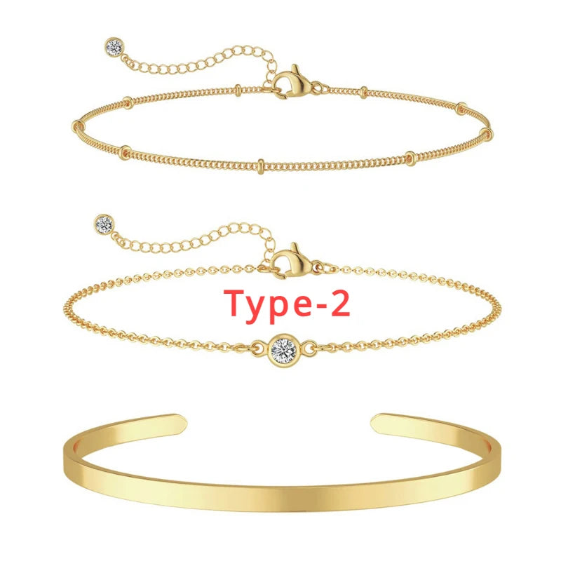 ✨ Elegant Gold Bracelet Collection – Women’s Minimalist Chain Set ✨