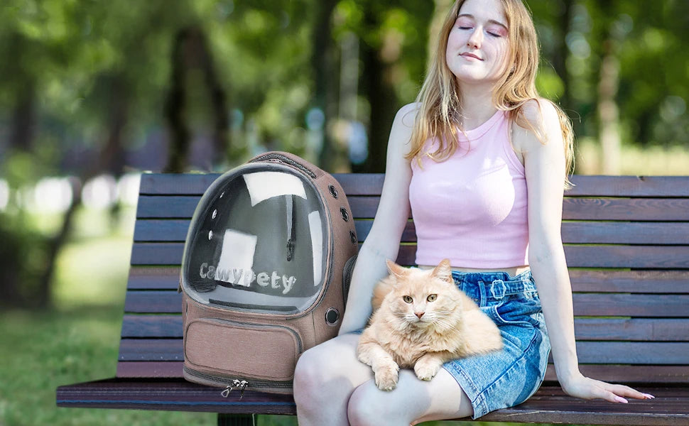 🐾 Pet Travel Backpack with Half-Transparent Window – Comfortable & Stylish Carrier for Cats & Small Dogs 🎒✨