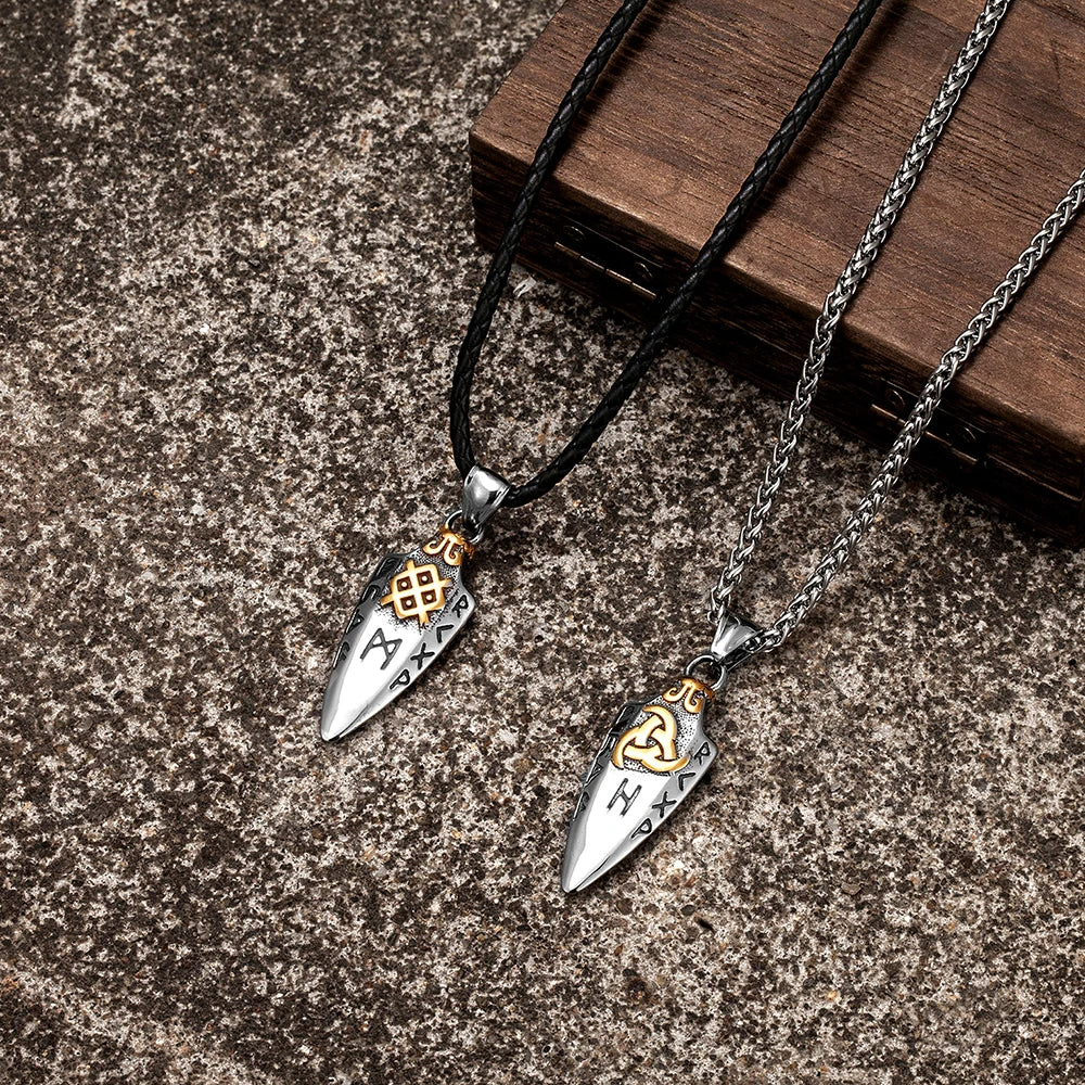 🗡️ Viking Rune Arrowhead Pendant Necklace – Norse Warrior Amulet ⚔️