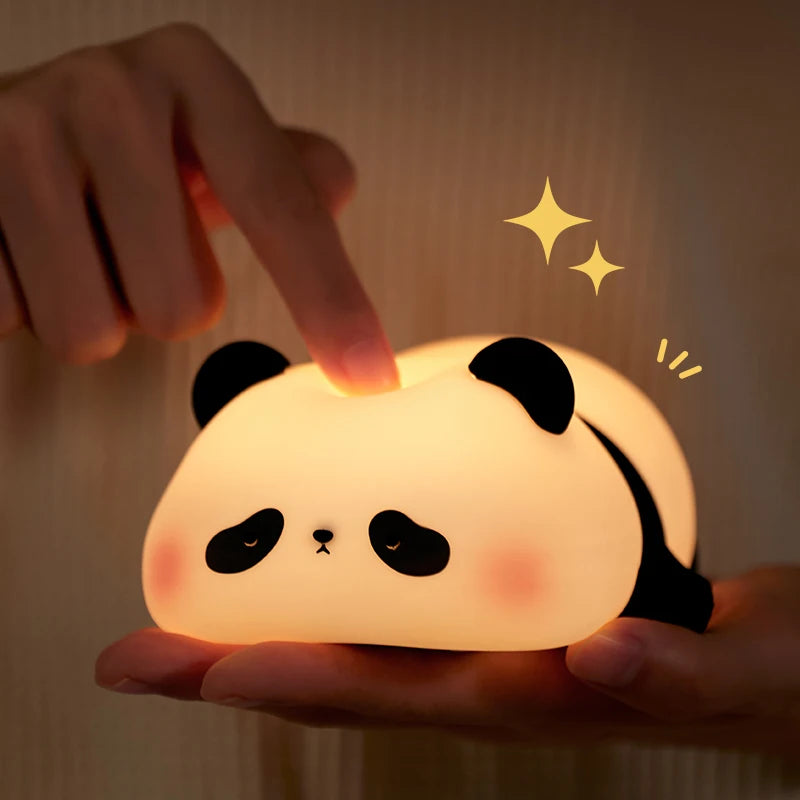 Panda LED Night Light –Soft Silicone Night Lamp, Touch & USB Rechargeable 🐼✨