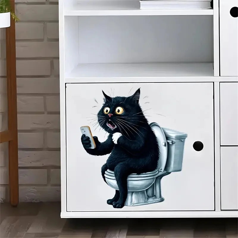 💩😹 Funny Cat Toilet Wall Sticker – Hilarious Bathroom Décor!