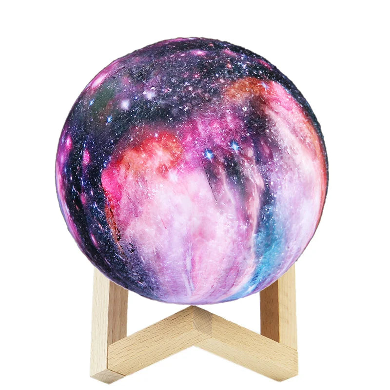 RGB Nebula 3D Lunar Lamp – 16 Colours, Touch & Remote Control | Night Light Decor
