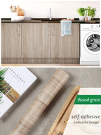 🪵✨ Wood-Grain PVC Waterproof Adhesive Wallpaper – Multiple Sizes & Colors