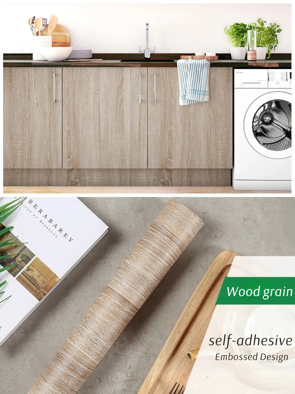 🪵✨ Wood-Grain PVC Waterproof Adhesive Wallpaper – Multiple Sizes & Colors