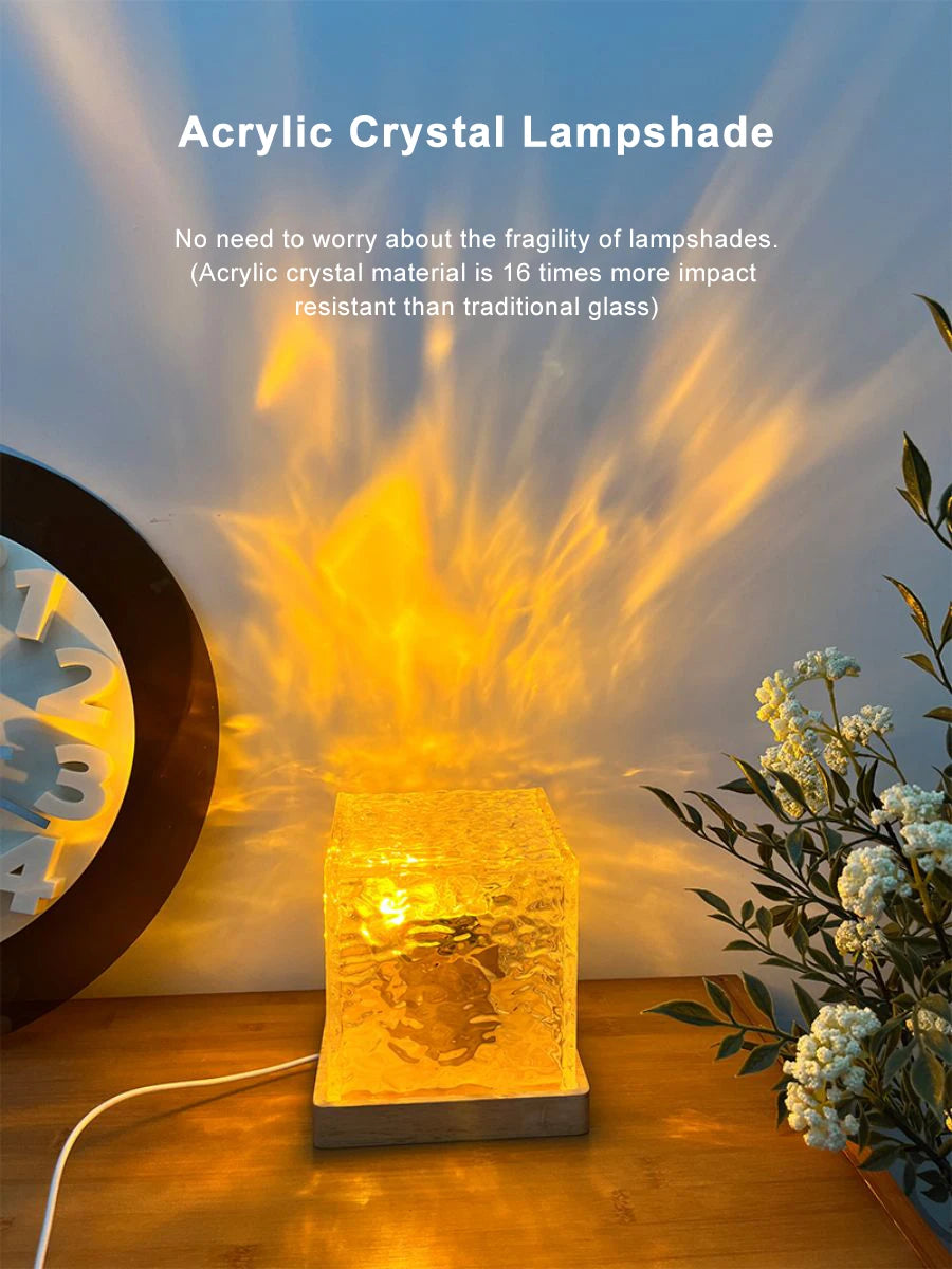 🌊 Dynamic Rotating Water Ripple Lamp –Lamp with Wave & Flame Effect – 16 RGB Colours