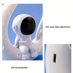 🌙✨ Astronaut Lamp on the Crescent - Creative Night Light from the Desk