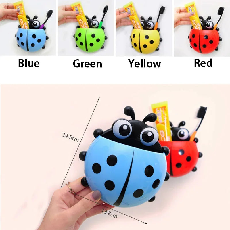 Ladybug Toothbrush Holder 🐞 | Bathroom Holder with Suction Cup - Coloured Organiser