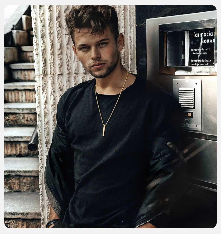 ✨ Minimalist Long Bar Pendant Necklace – Unisex Elegance ✨