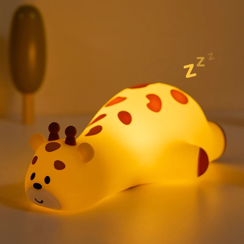 Cute Silicone Night Light – Ricaricabile & Touch | Fox 🦊, Rabbit 🐰, Penguin 🐧, Giraffe 🦒, Slot 🦥, Nylon 🌙, Flamingo 🦩