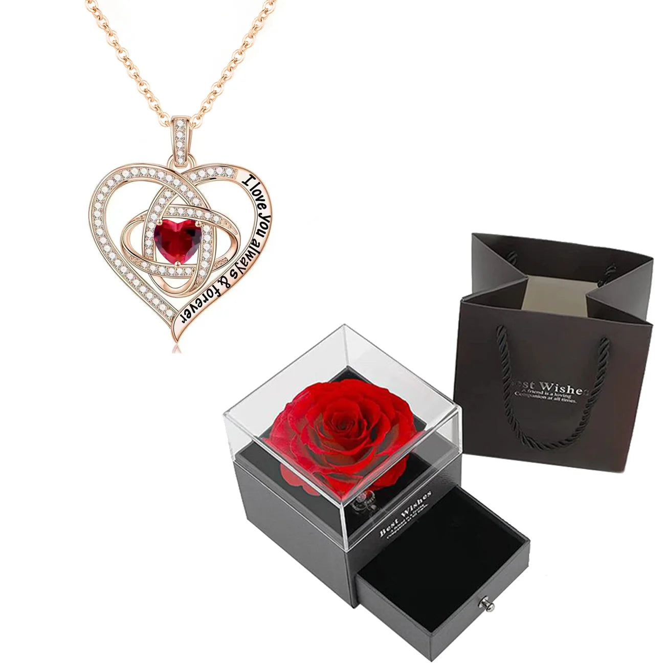 ✨ “Eternal Heart Rose Gift Necklace ❤️🌹”